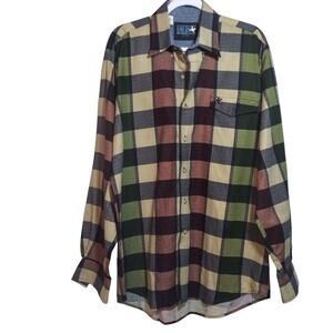 Lone Roo by Roper Vintage Men's Long Sleeve Multicolor Plaid Button Shirt Sz L